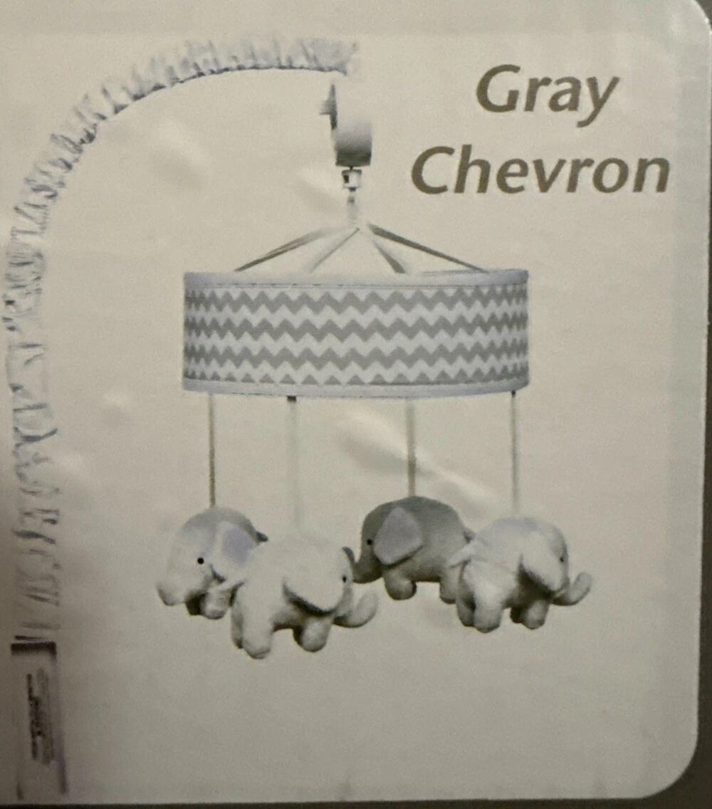 Dove Gray Musical Baby Crib Mobile with Elephants Plays Brahms Lullaby#26